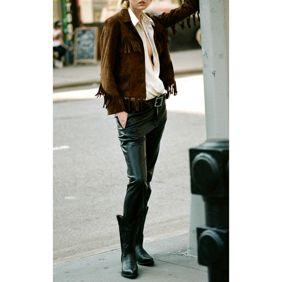 Nili Lotan 6 Lambskin Leather $1295 Straight Leg Tel Aviv Pants Paris Black NEW - Picture 6 of 13